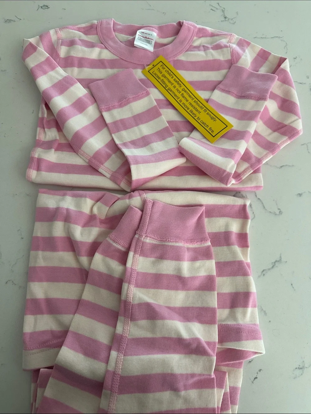 Hanna Andersson Pink and Cream Striped Long Sleeve Pajama set size 10